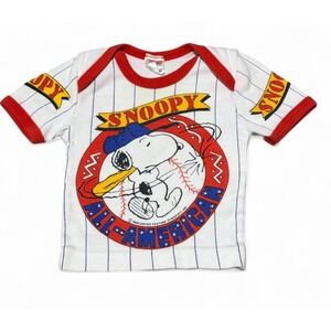 Vintage Snoopy All American Baseball Baby Shirt Peanuts Graphic Tee Baby 9M